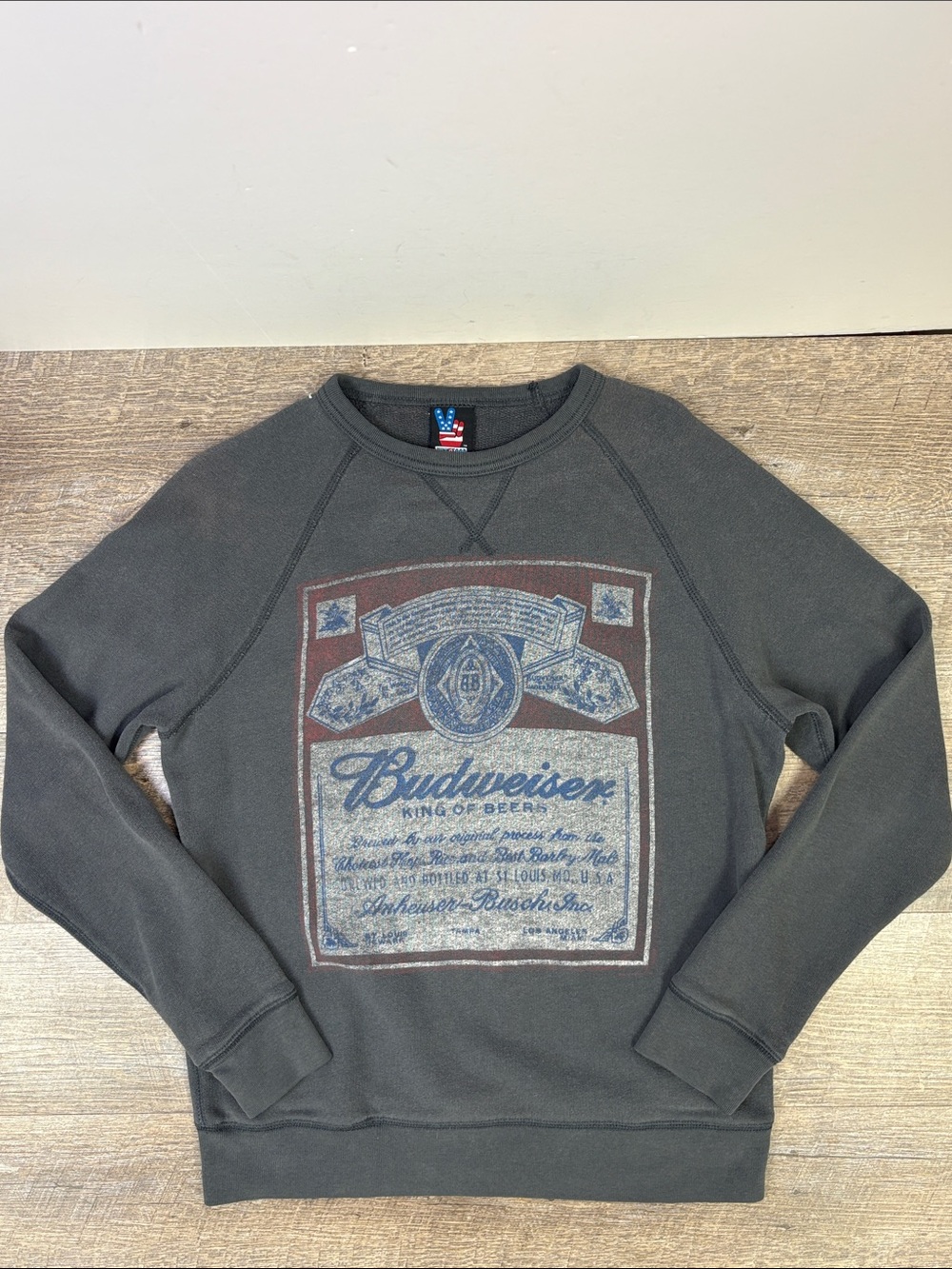 Junk Food Budweiser King of Beers Graphic Sweatshirt Charcoal Gray
